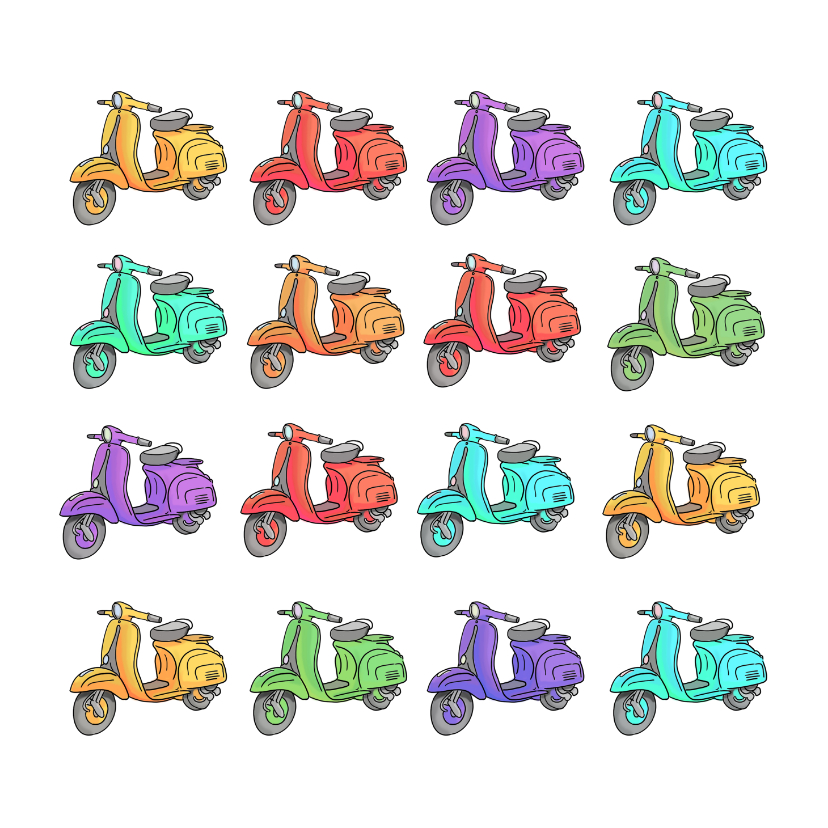 Wenskaarten - Retro scooters kaart