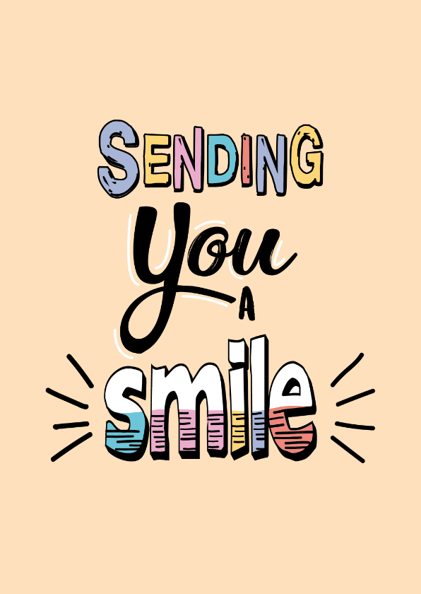 Wenskaarten - Sending you a smile - text color - zomaarkaart
