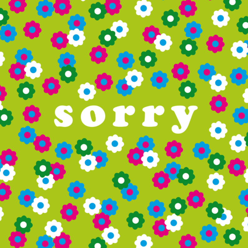 Wenskaarten - Sorry kaart bloemen vrolijk