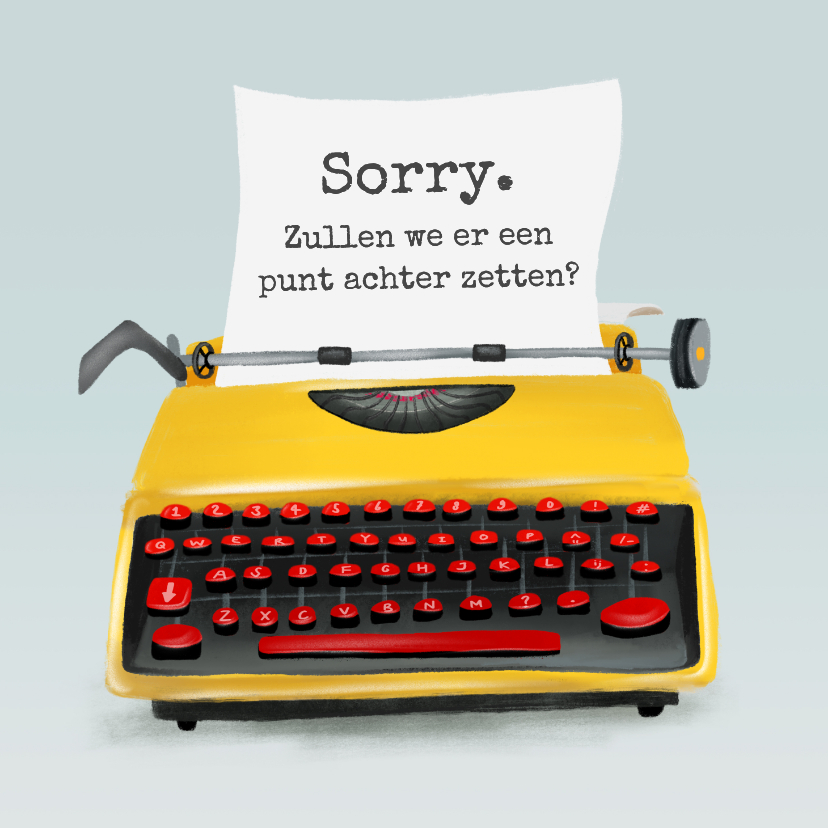 Wenskaarten - Sorry-kaart met vintage typemachine