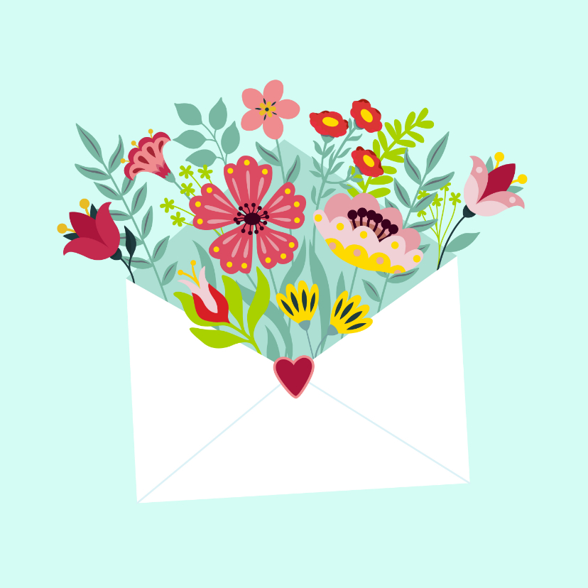 Wenskaarten - Stijlvolle en kleurrijke bloemenkaart met envelop