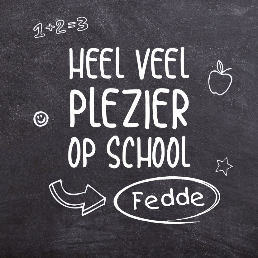 Wenskaarten - Succes - eerste schooldag schoolbord