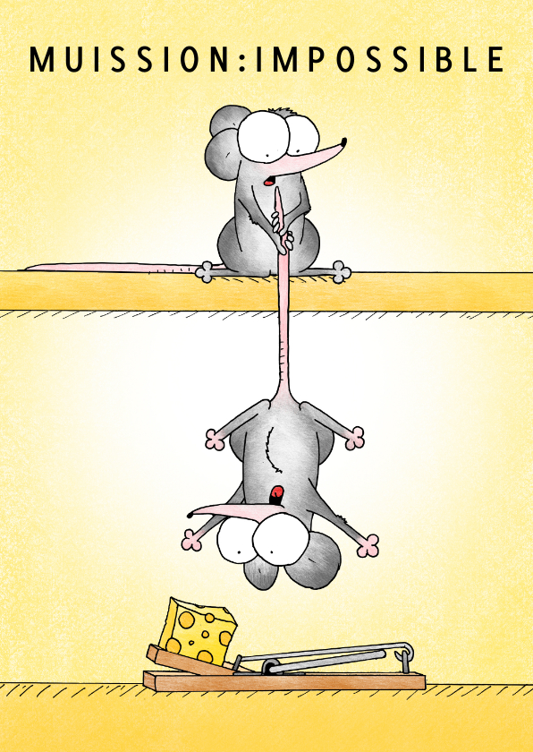 Wenskaarten - Succes kaart met twee muizen die de kaas van een val pakken