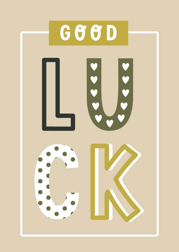 Succeskaart letters Good Luck - Wenskaarten Wenskaarten - Succeskaart letters Good Luck
