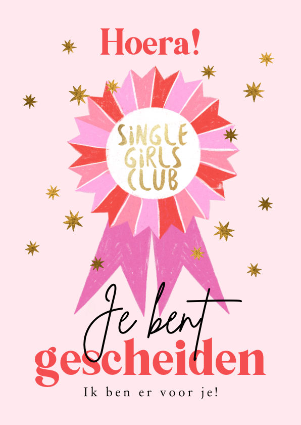 Trendy wenskaart hoera gescheiden vaandel sterren goud - Wenskaarten Wenskaarten - Trendy wenskaart hoera gescheiden vaandel sterren goud