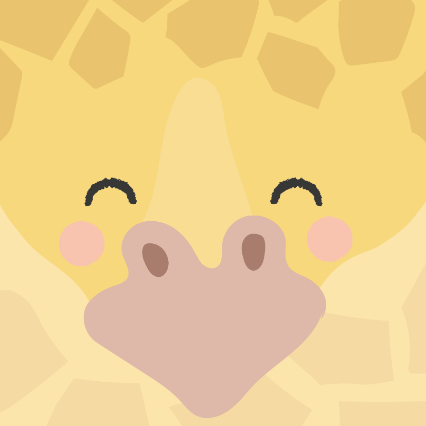 Wenskaarten - Vierkant kaartje met een gezicht van een Giraffe, groetjes!
