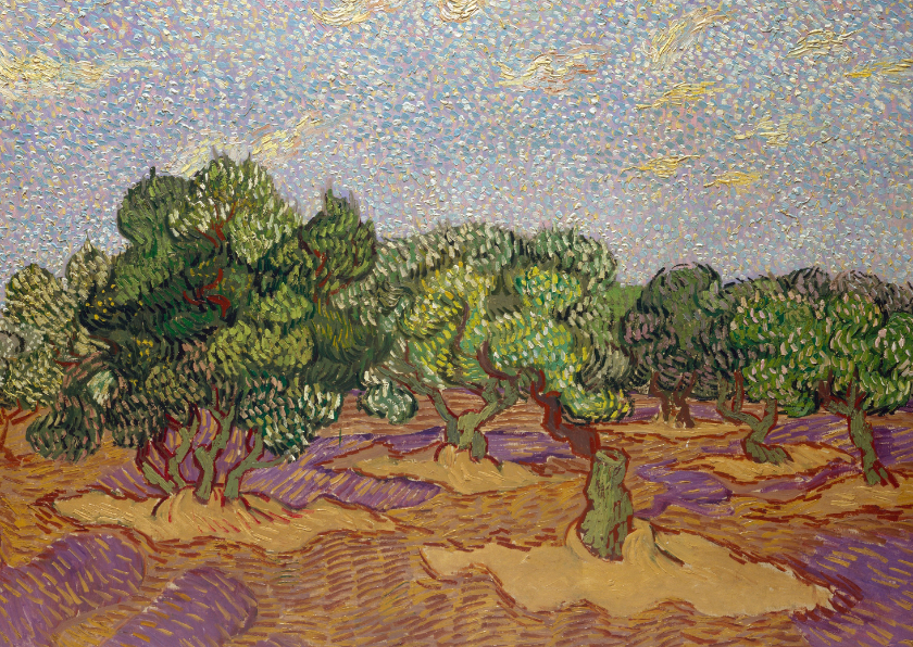 Vincent van Gogh. Landschap met boomgaard - Wenskaarten Wenskaarten - Vincent van Gogh. Landschap met boomgaard