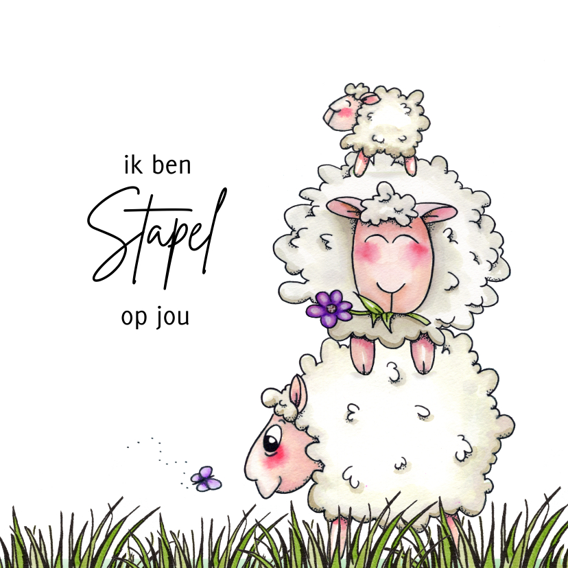 Wenskaarten - vriendschap kaarten stapel schapen