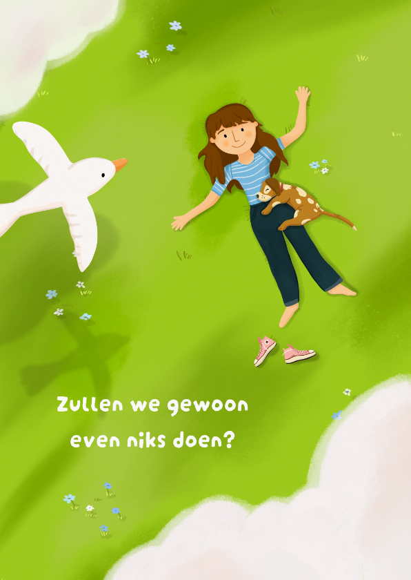 Wenskaarten - Vrijheidscollectie meisje liggend in het gras