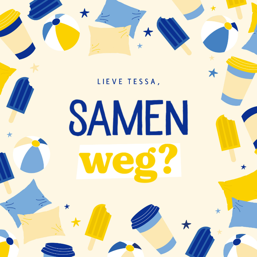 Vrolijk kaartje patroon zomer reizen samen weg? - Wenskaarten Wenskaarten - Vrolijk kaartje patroon zomer reizen samen weg?