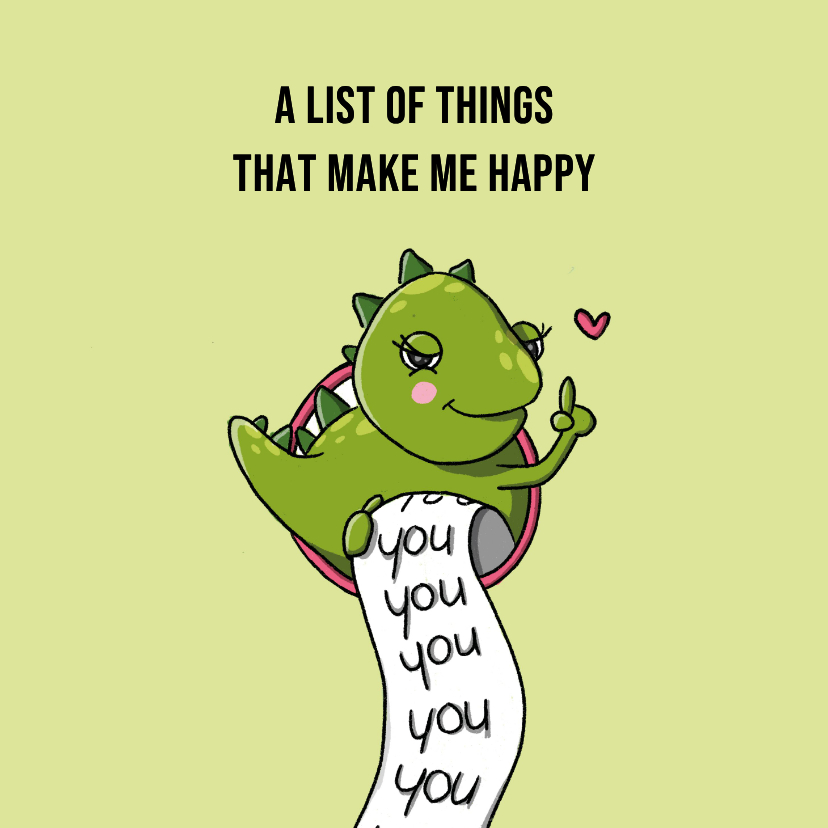 Wenskaarten - Wenskaart 'a list with things that make me happy' kaartje