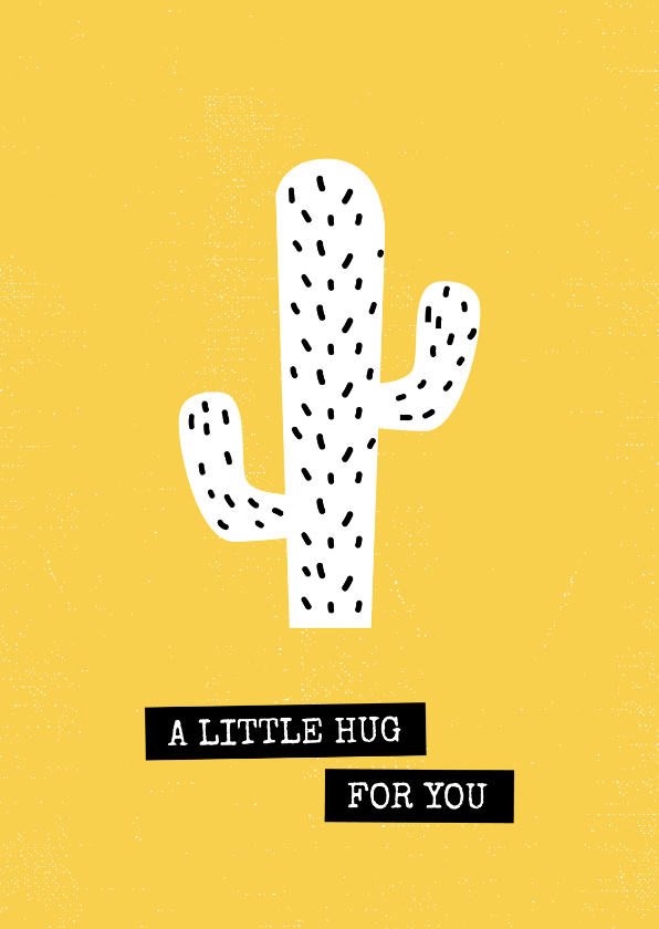 Wenskaarten - Wenskaart 'a little hug for you' okergeel cactus