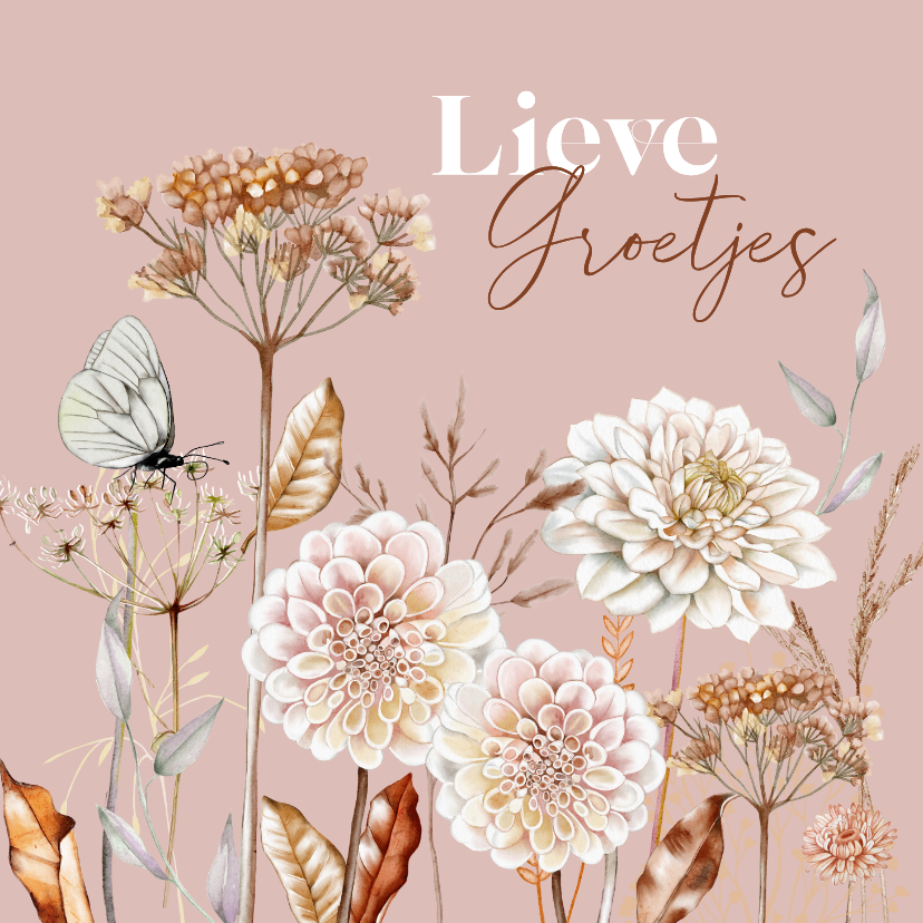 Wenskaarten - Wenskaart bloemen en takken