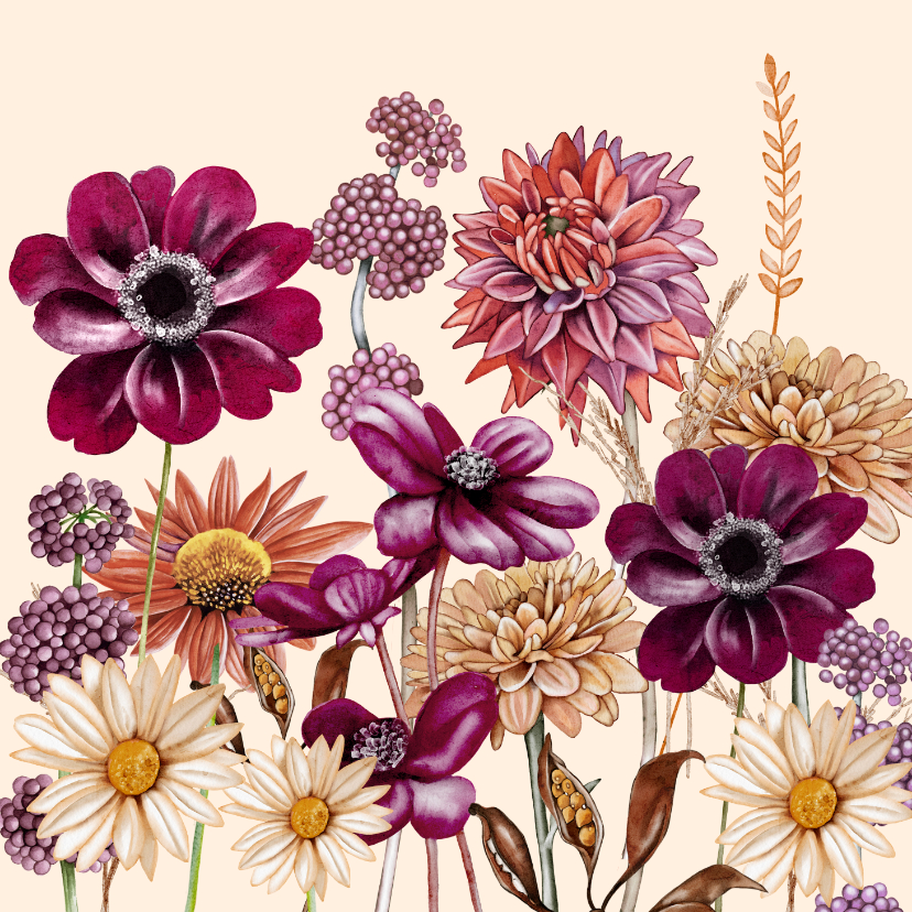 Wenskaart bloemen in de herfst - Wenskaarten Wenskaarten - Wenskaart bloemen in de herfst