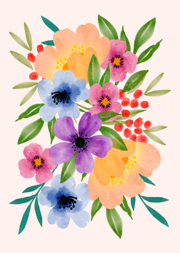 Wenskaart bloemen vriendschap zomaar - Wenskaarten Wenskaarten - Wenskaart bloemen vriendschap zomaar