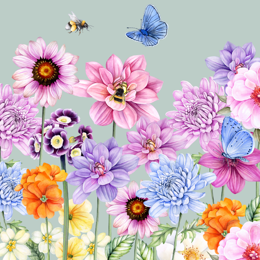 Wenskaarten - Wenskaart bloemen zomer