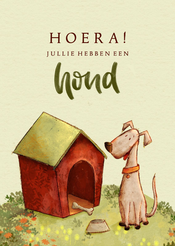 Wenskaart felicitatie nieuwe hond - Wenskaarten Wenskaarten - Wenskaart felicitatie nieuwe hond