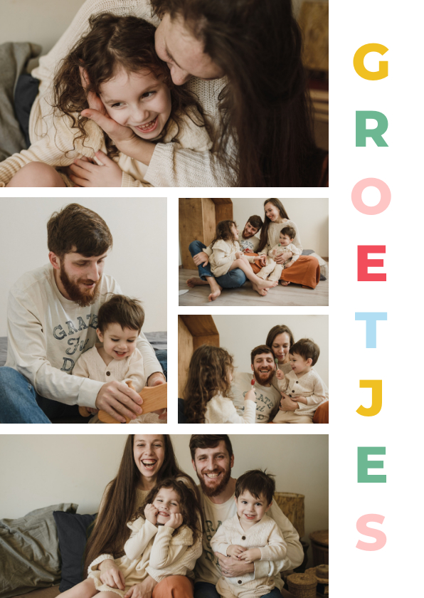 Wenskaart fotocollage kaart met eigen foto groetjes - Wenskaarten Wenskaarten - Wenskaart fotocollage kaart met eigen foto groetjes