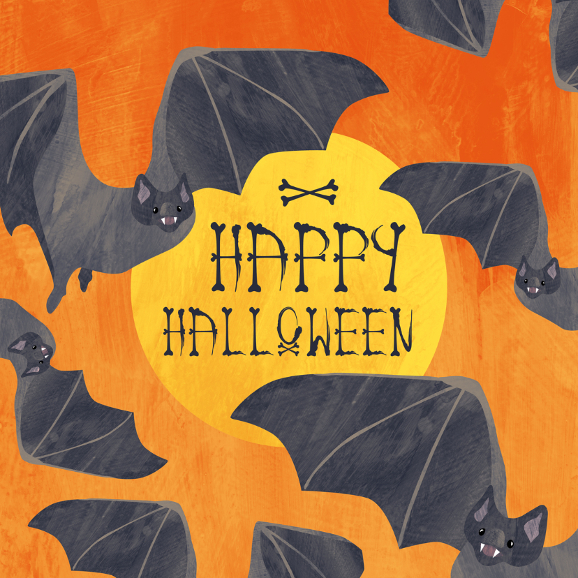 Wenskaart Halloween vleermuizen - Wenskaarten Wenskaarten - Wenskaart Halloween vleermuizen