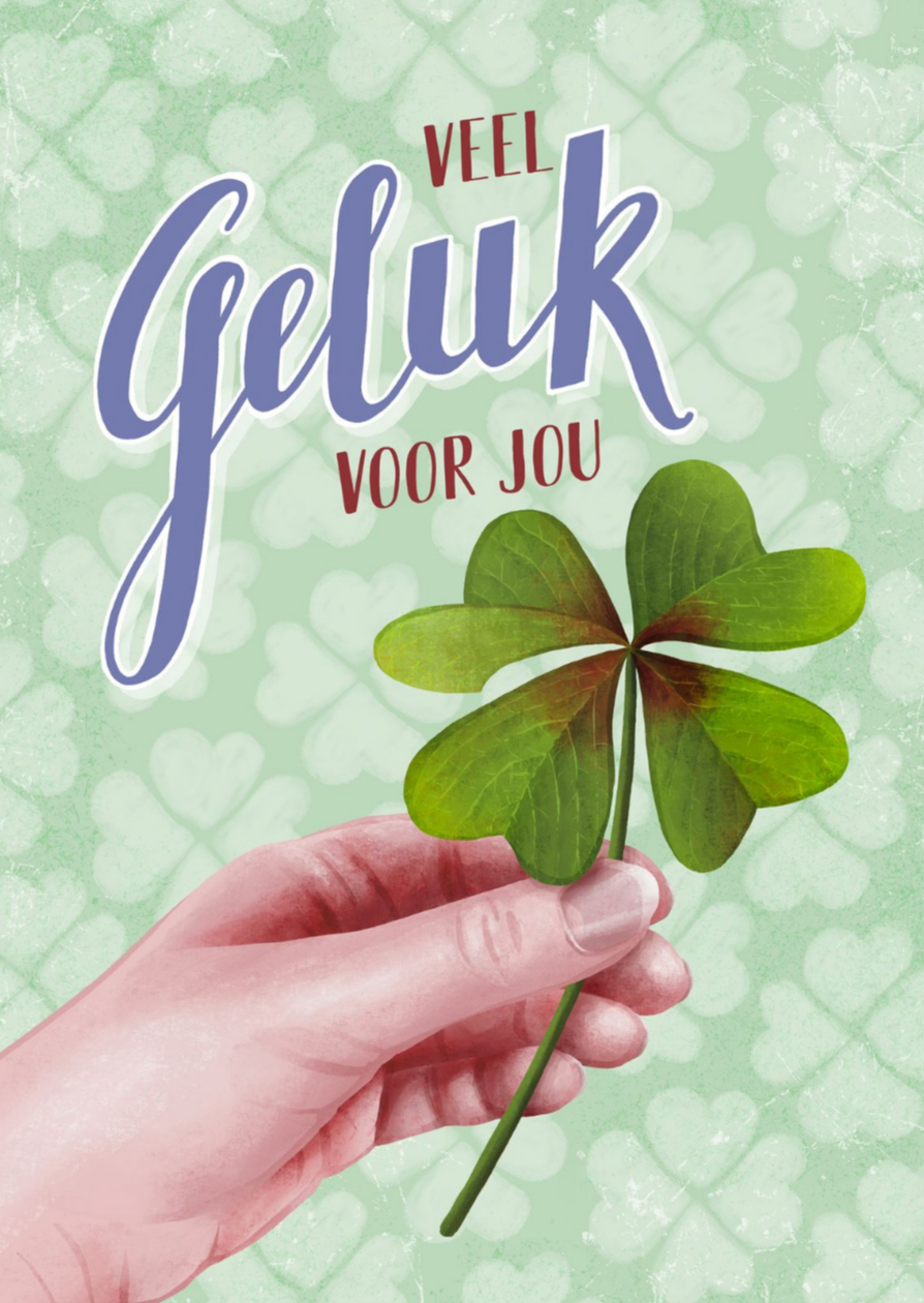 Wenskaart hand met geluksklaver voor jou - Wenskaarten Wenskaarten - Wenskaart hand met geluksklaver voor jou