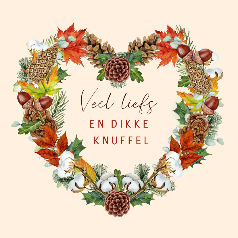 Wenskaart hart herfst - Wenskaarten Wenskaarten - Wenskaart hart herfst