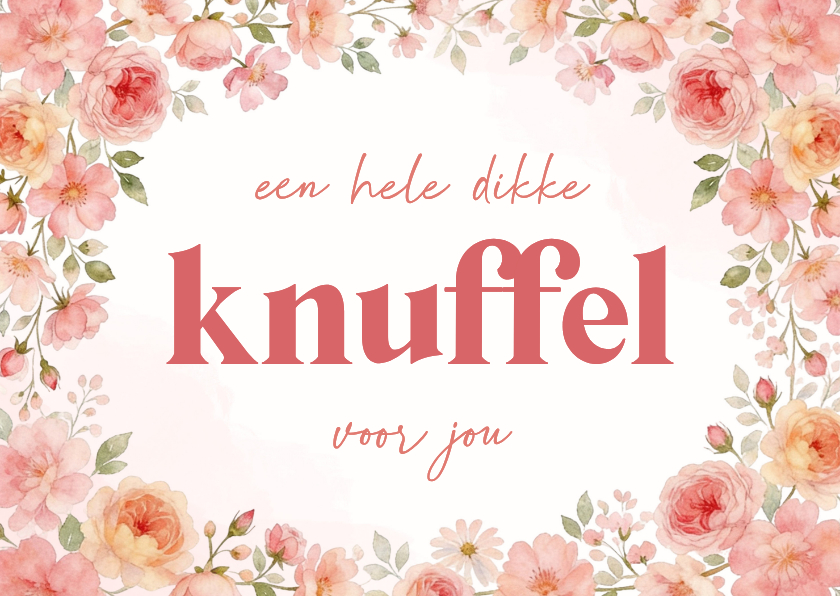 Wenskaarten - Wenskaart heel veel liefs met roze bloemenkader