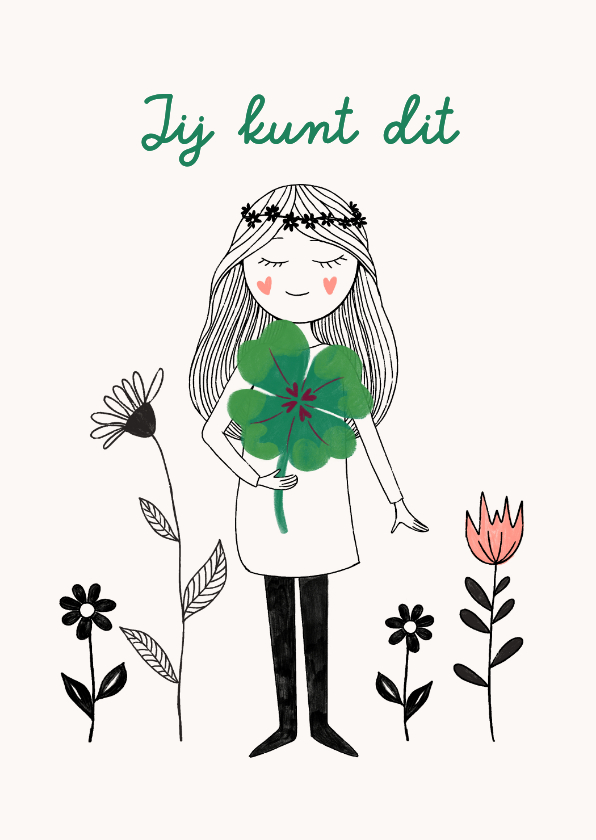 Wenskaarten - Wenskaart jij kunt dit - klavertje vier
