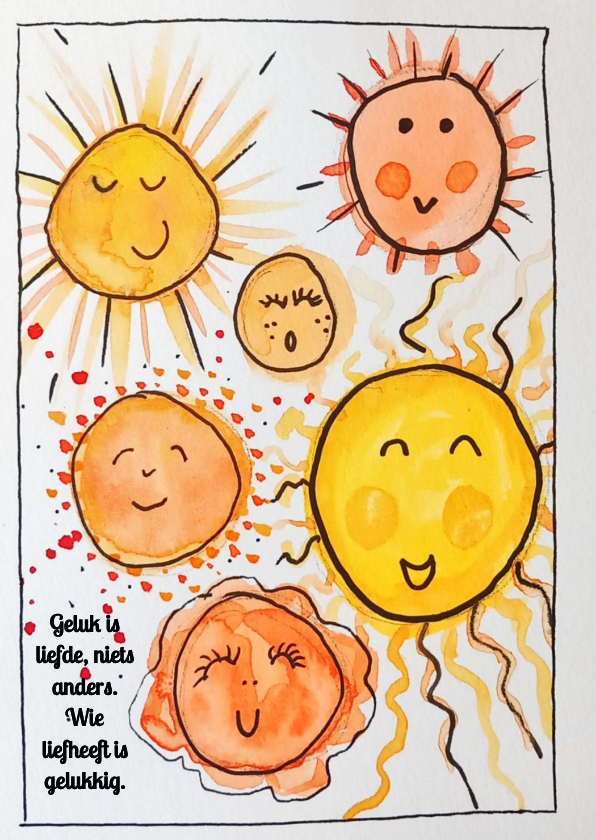 Wenskaarten - Wenskaart met 6 vrolijke zonnetjes