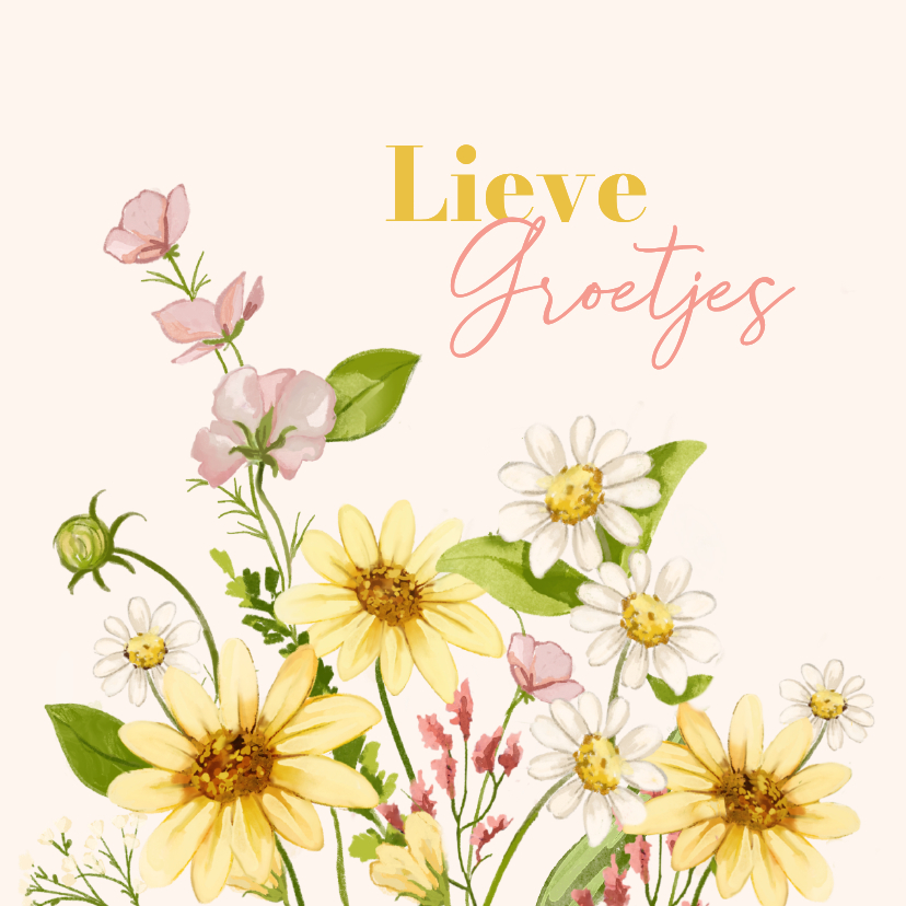 Wenskaarten - Wenskaart met bloemen vol liefs