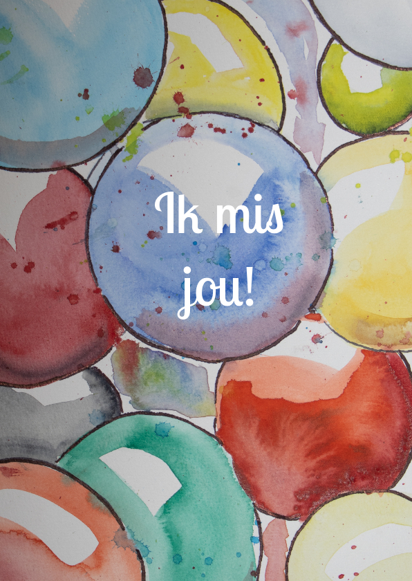 Wenskaart met gekleurde bolletjes - Wenskaarten Wenskaarten - Wenskaart met gekleurde bolletjes
