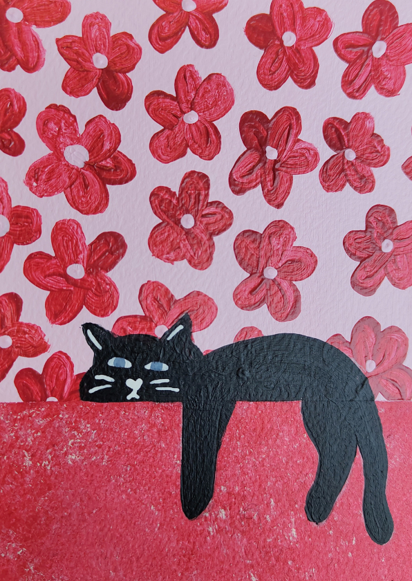 Wenskaart met luie poes - Wenskaarten Wenskaarten - Wenskaart met luie poes