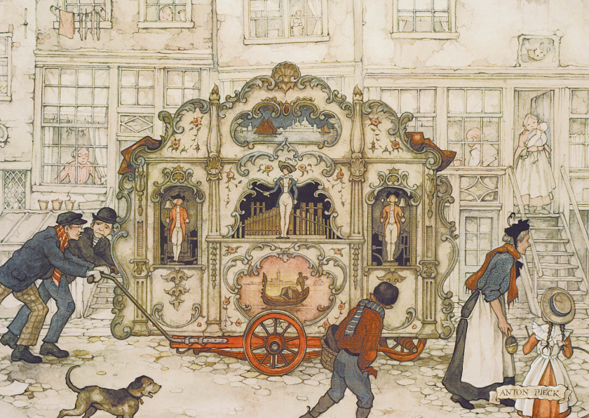 Wenskaarten - Wenskaart met oud-Hollands draaiorgel