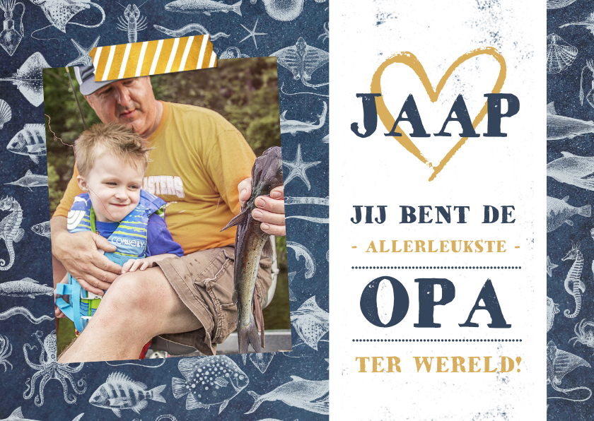 Wenskaart met vissen en eigen foto en typografie - Wenskaarten Wenskaarten - Wenskaart met vissen en eigen foto en typografie