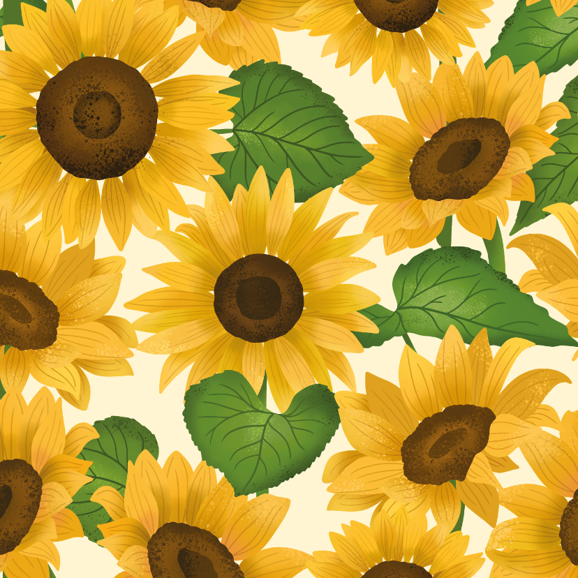 Wenskaart met zonnebloemen patroon - Wenskaarten Wenskaarten - Wenskaart met zonnebloemen patroon