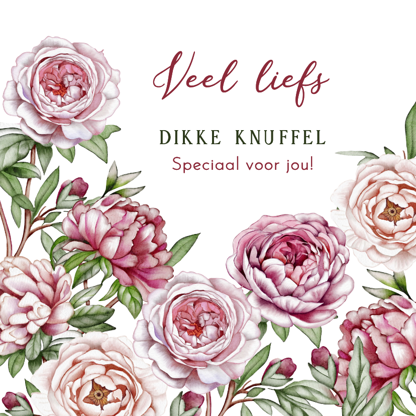 Wenskaarten - Wenskaart mooie dubbele rozen 