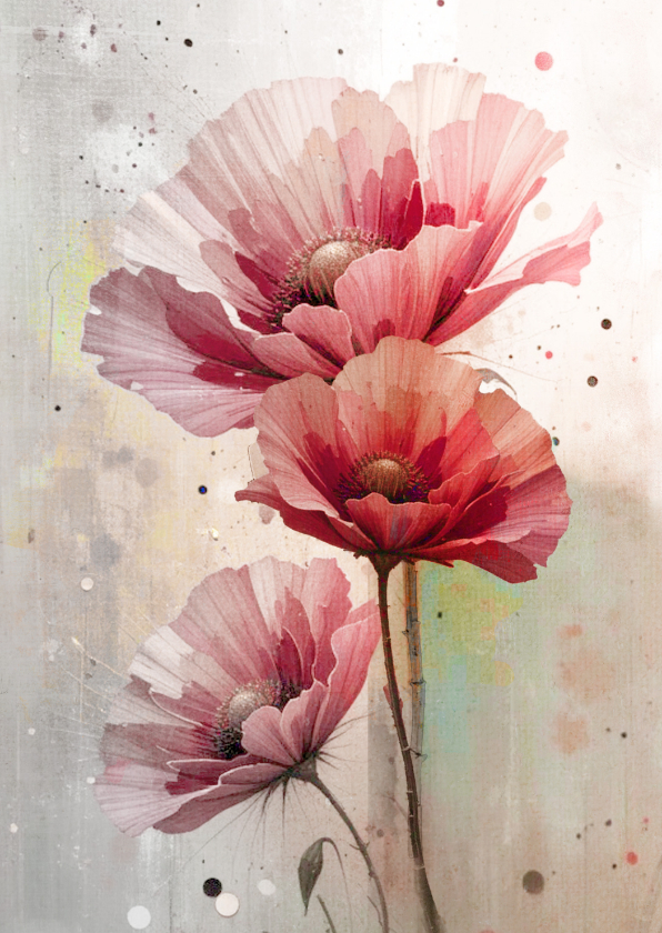 Wenskaart papaver tuin - Wenskaarten Wenskaarten - Wenskaart papaver tuin