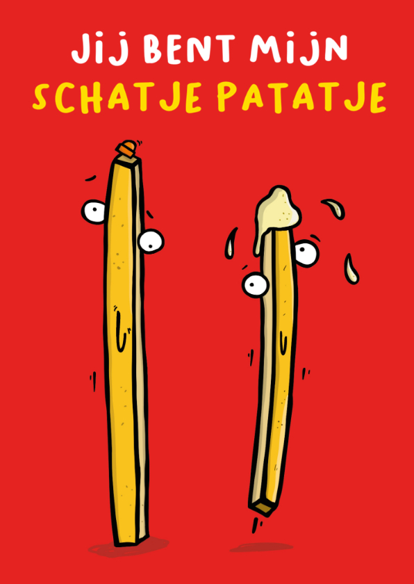 Wenskaarten - Wenskaart vrolijk schattig patatje