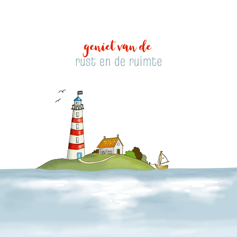Wenskaart - Vuurtoren op een eilandje - Wenskaarten Wenskaarten - Wenskaart - Vuurtoren op een eilandje