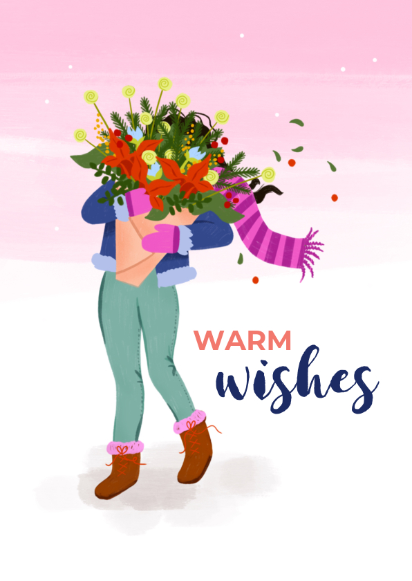 Wenskaarten - Wenskaart warm wishes boeket bloemen