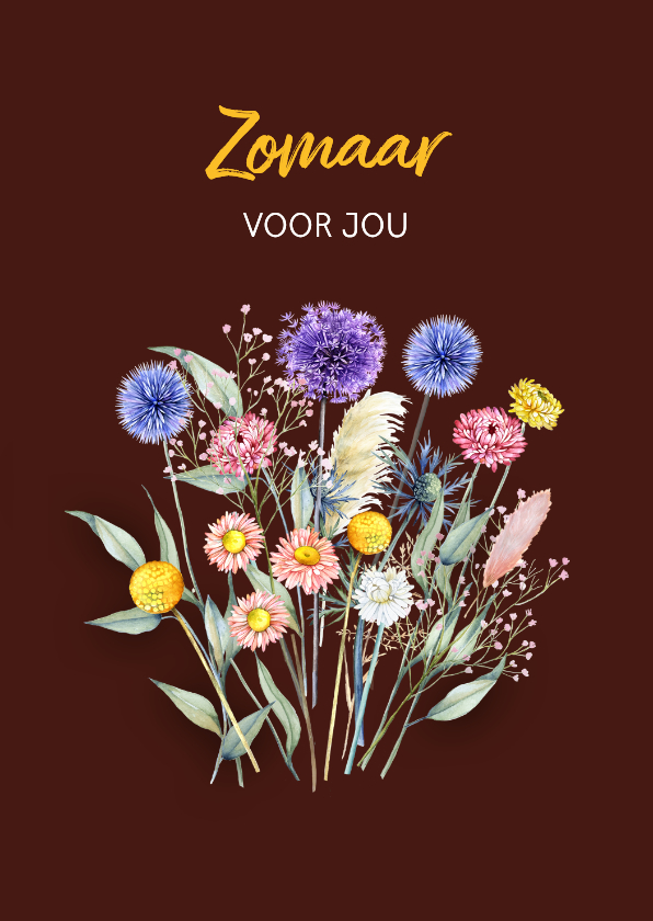 Wenskaarten - Wenskaart zomaar droogbloemenboeketje