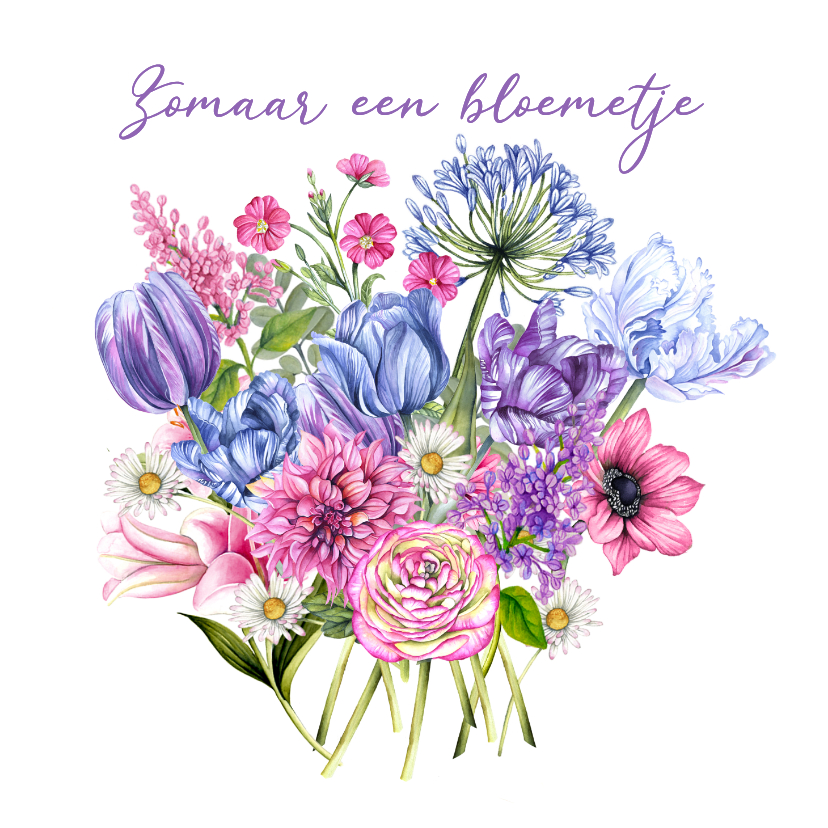 Wenskaarten - Wenskaart zomaar een bos bloemen