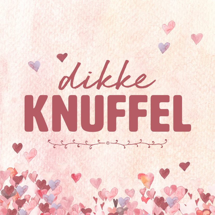 Wenskaarten - Zomaar - dikke knuffel roze hartjes