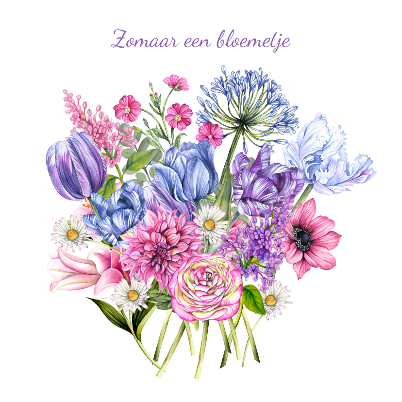 Wenskaarten - Zomaar een bos bloemen