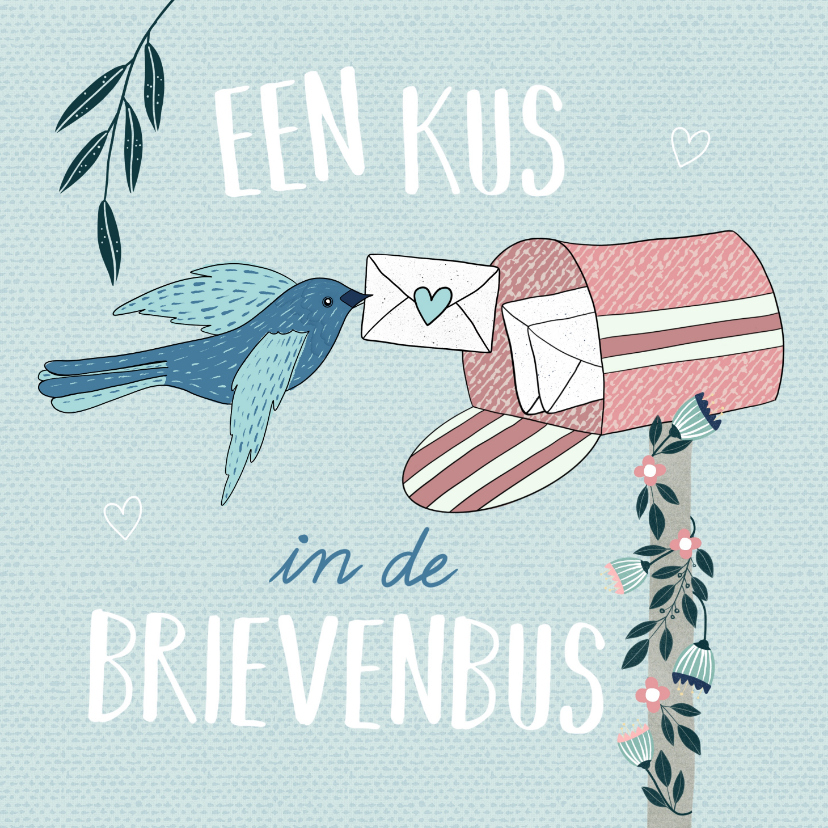 Wenskaarten - Zomaar - Een kus in de brievenbus