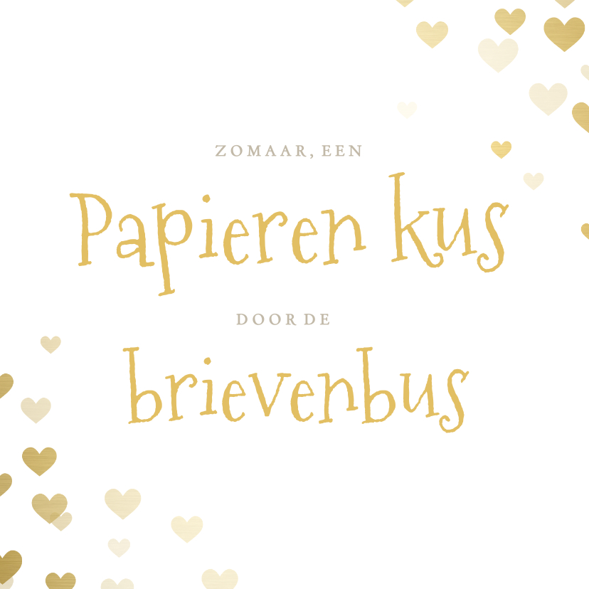 Wenskaarten - Zomaar hartjes kaart papieren kus door de brievenbus