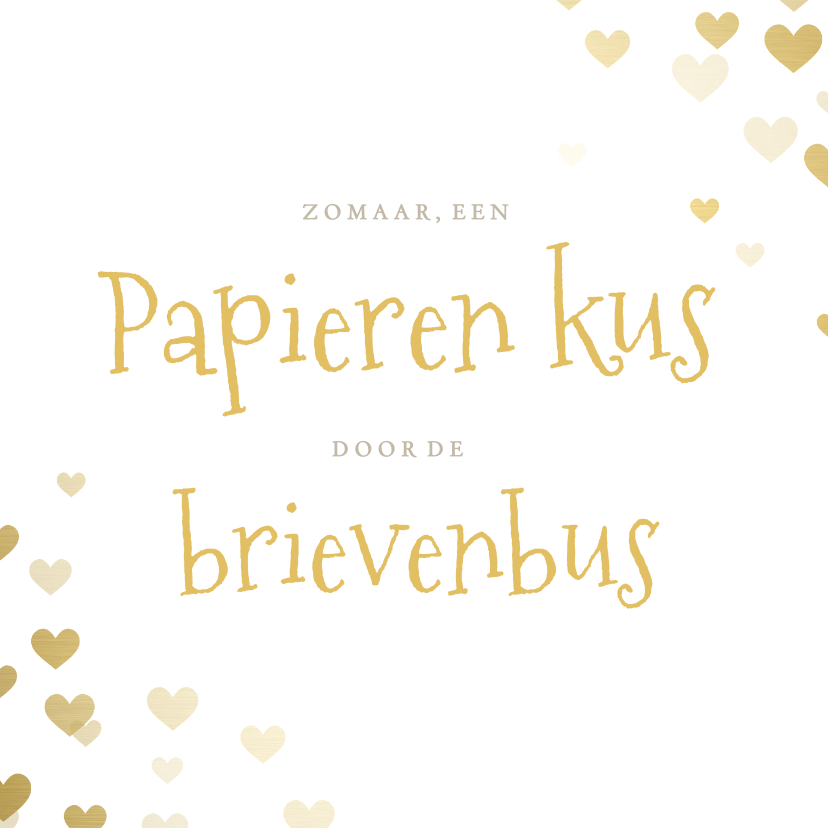 Wenskaarten - Zomaar hartjes kaart papieren kus door de brievenbus