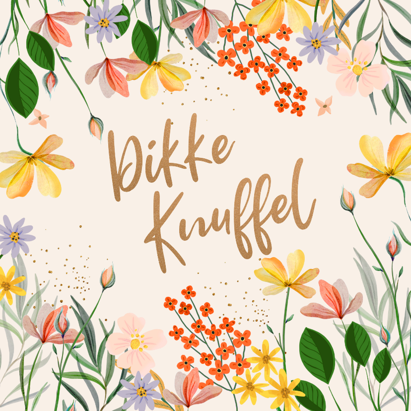 Wenskaarten - Zomaar kaart bloemen en takjes glitterlook