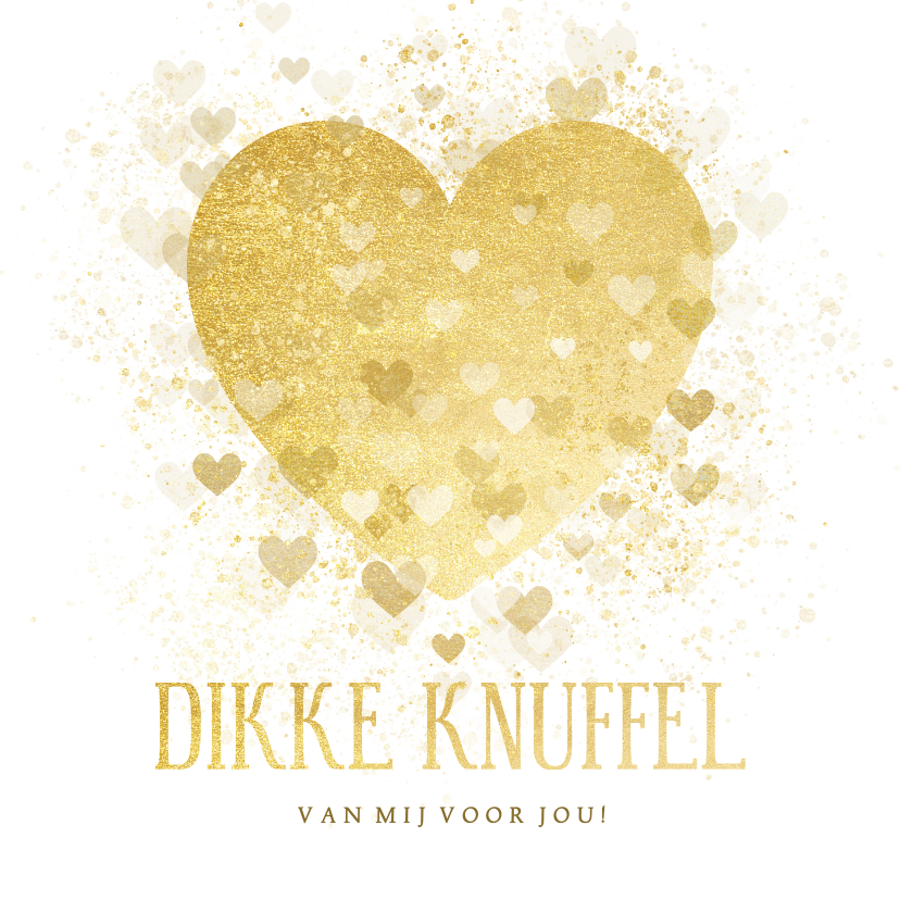 Zomaar kaart dikke knuffel gouden hart - Wenskaarten Wenskaarten - Zomaar kaart dikke knuffel gouden hart
