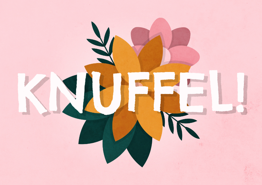 Zomaar kaart knuffel met bloemen roze - Wenskaarten Wenskaarten - Zomaar kaart knuffel met bloemen roze
