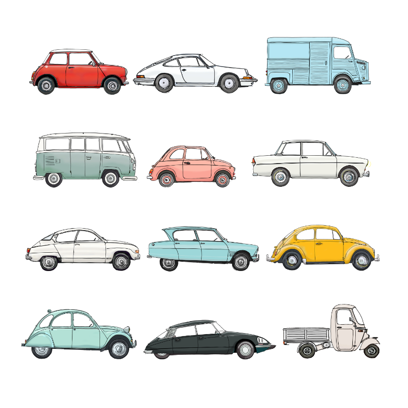Zomaar kaart oldtimers auto - Wenskaarten Wenskaarten - Zomaar kaart oldtimers auto